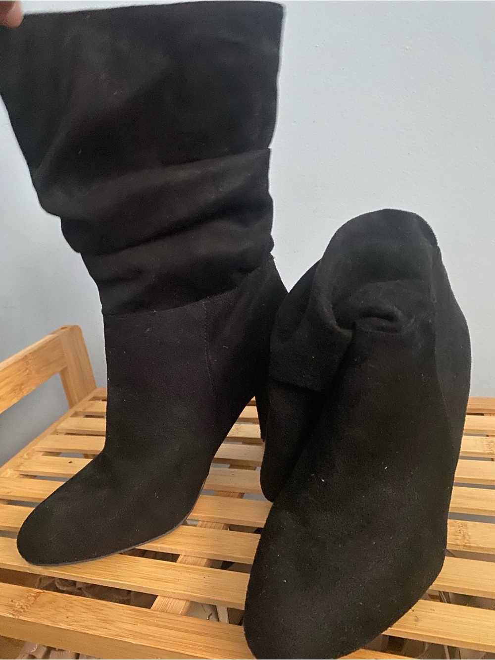 Black Women's Suede Mid-Calf Boots